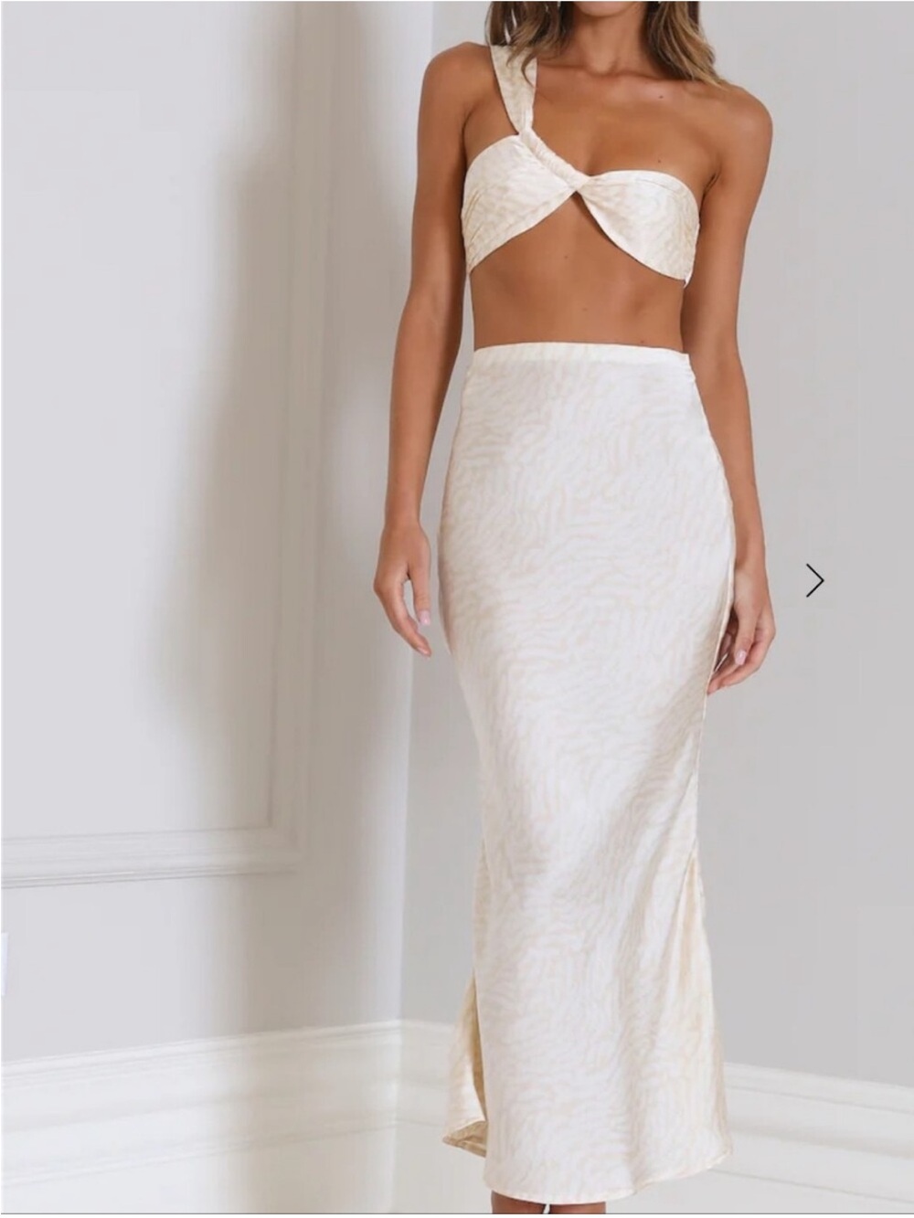 NWT Hello Molly Cream Maxi Skirt with Twist Top